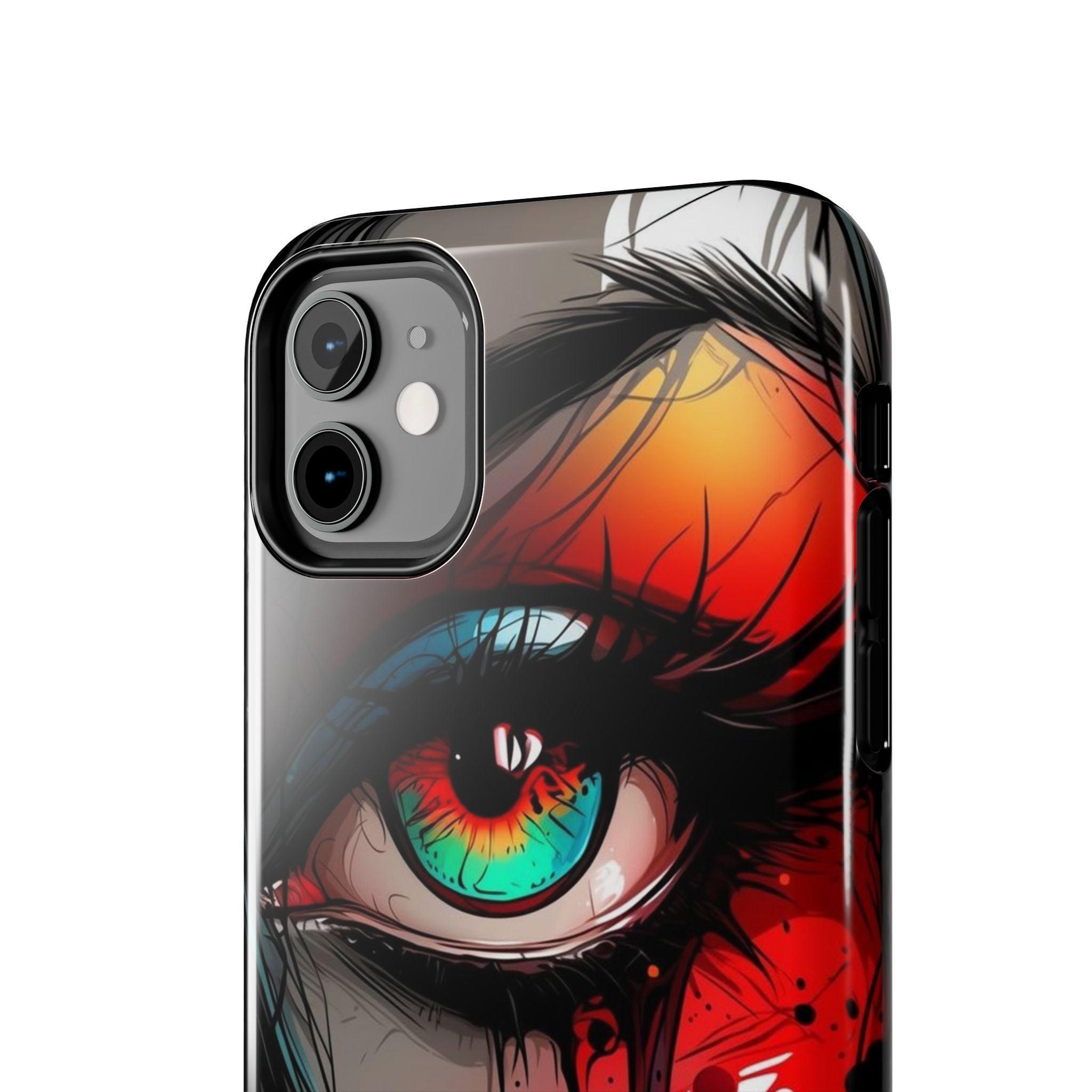 Girl Colorful Eye Painted Printed Tough Phone Case for iPhone & Samsung Galaxy - Artistic & Vibrant Design