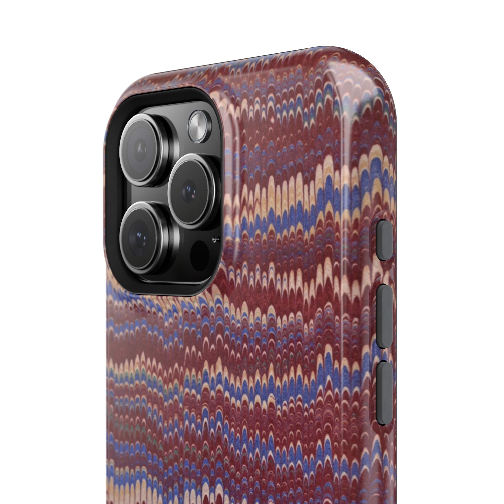 Burgundy and Blue Hues Italian Vintage Marble Design Phone Case for Apple + Samsung