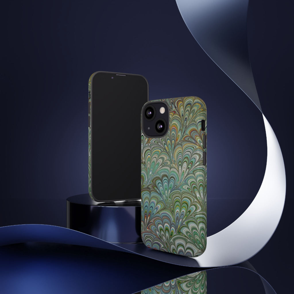 Green Peacock Marbled Phone Case — "Tough Cases" Ultra-Tough Protective Cover