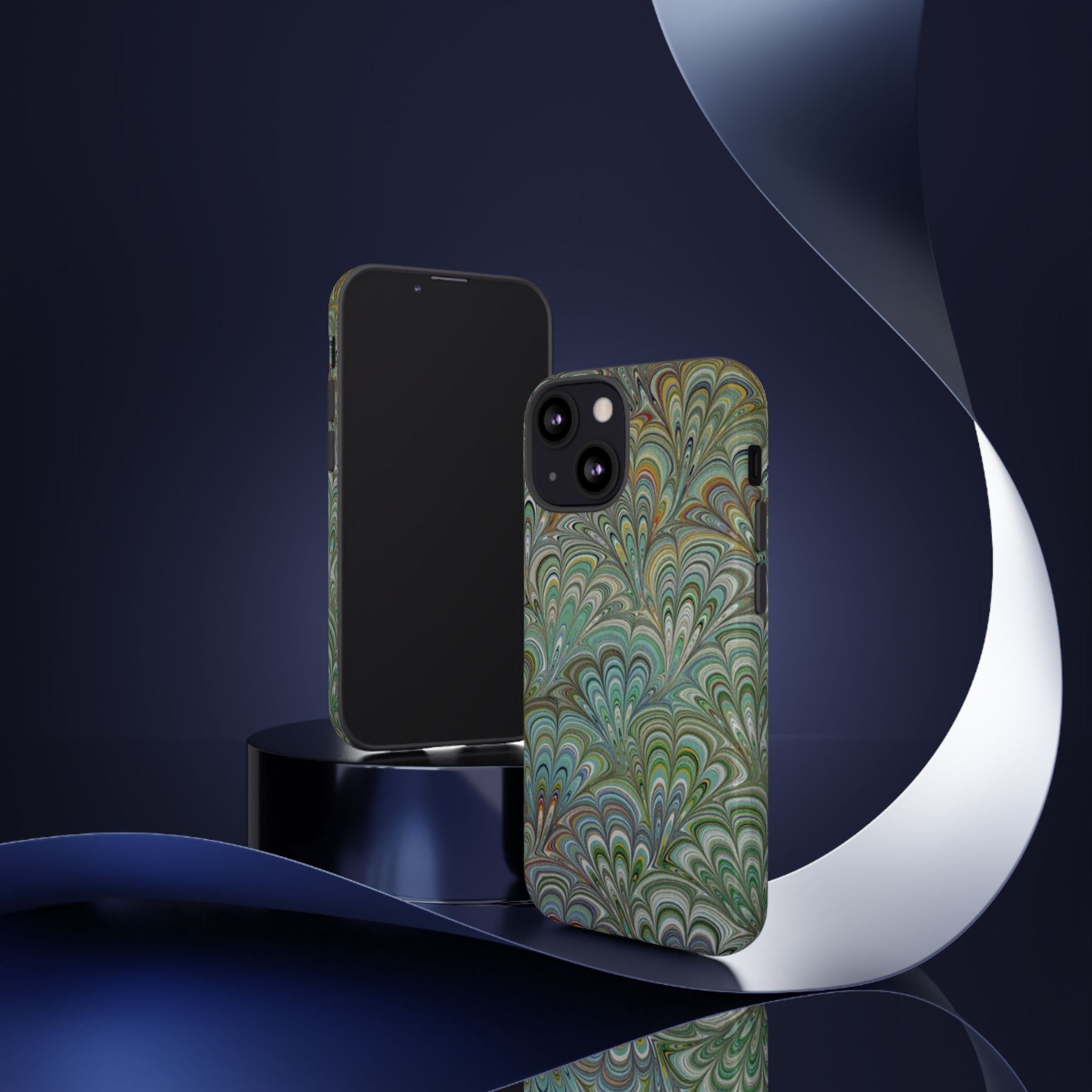 Green Peacock Marbled Phone Case — "Tough Cases" Ultra-Tough Protective Cover