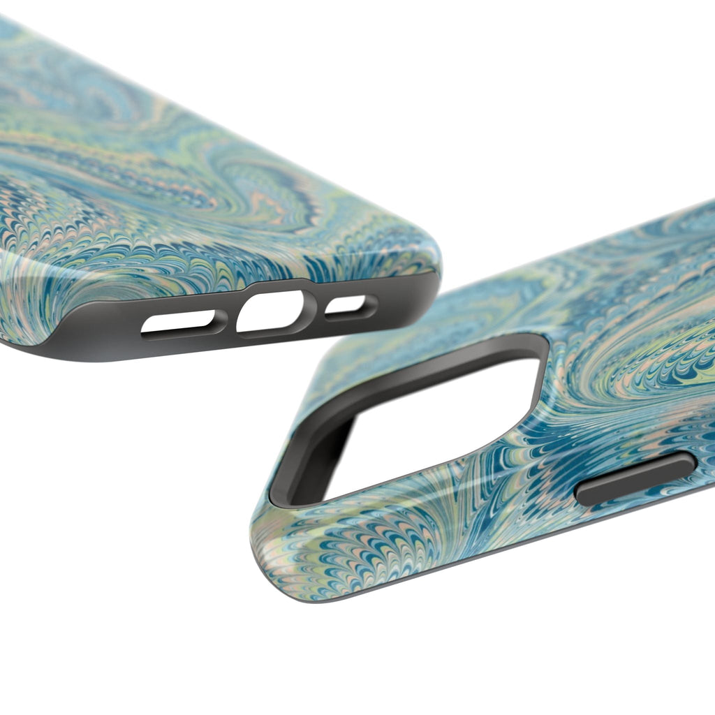 Aqua + Green Marble Phone Case - Impact-Resistant MAG SAFE - Dual Cover Design
