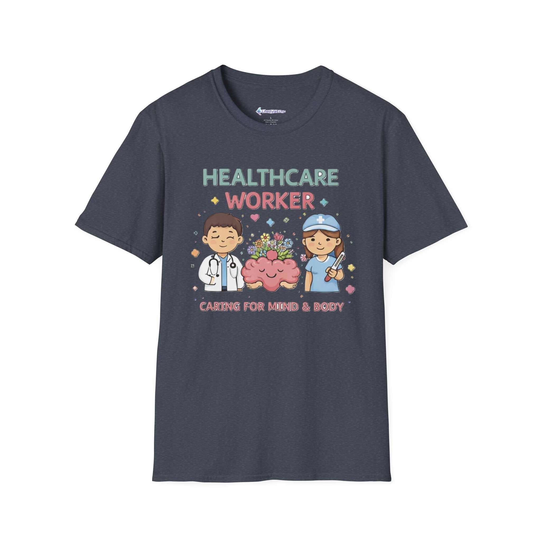 Healthcare Worker T‑Shirt – "Caring for Mind & Body" Cute Nurse & Doctor Tee