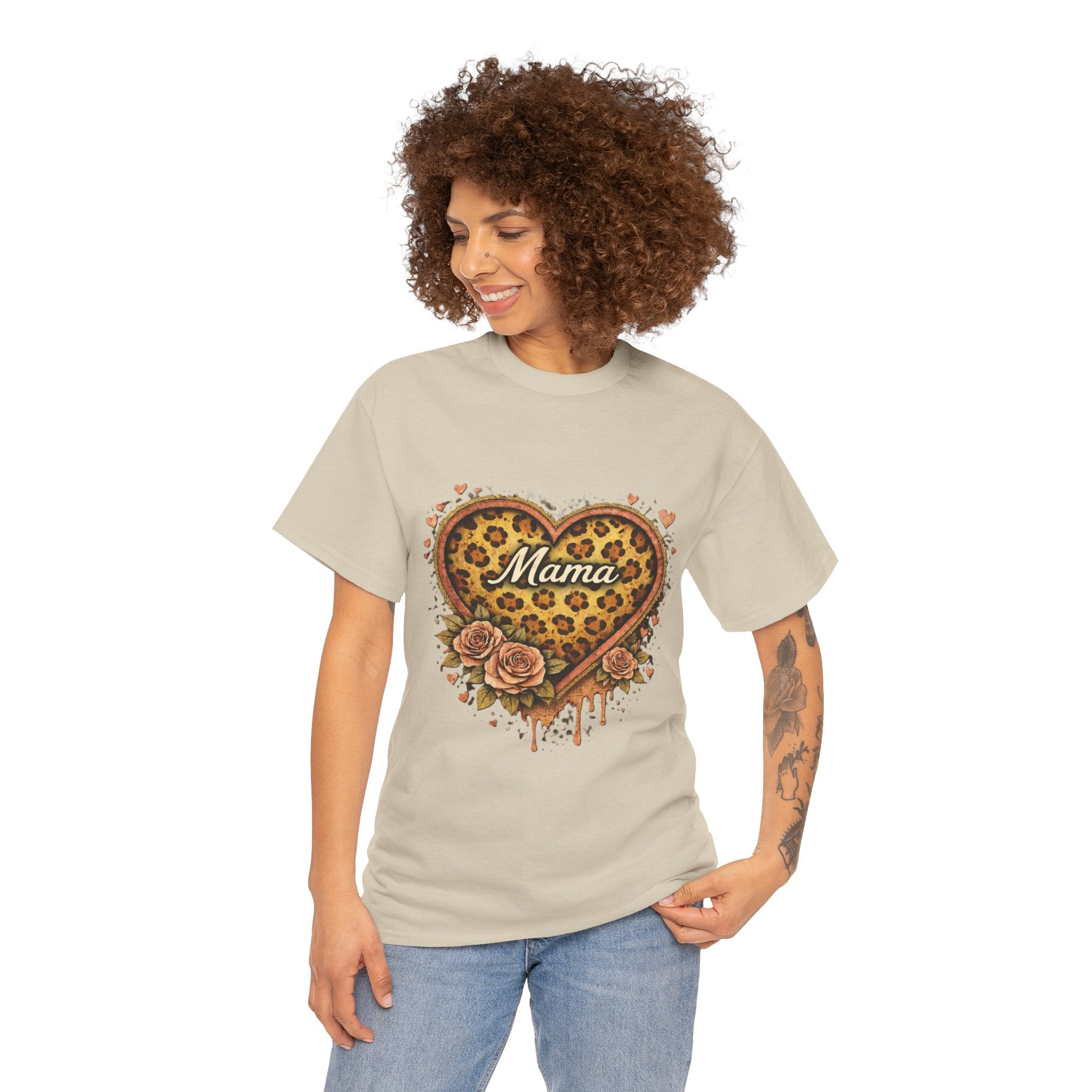 Mama Leopard Heart T-Shirt – Floral Tribal Mother's Day Tee
