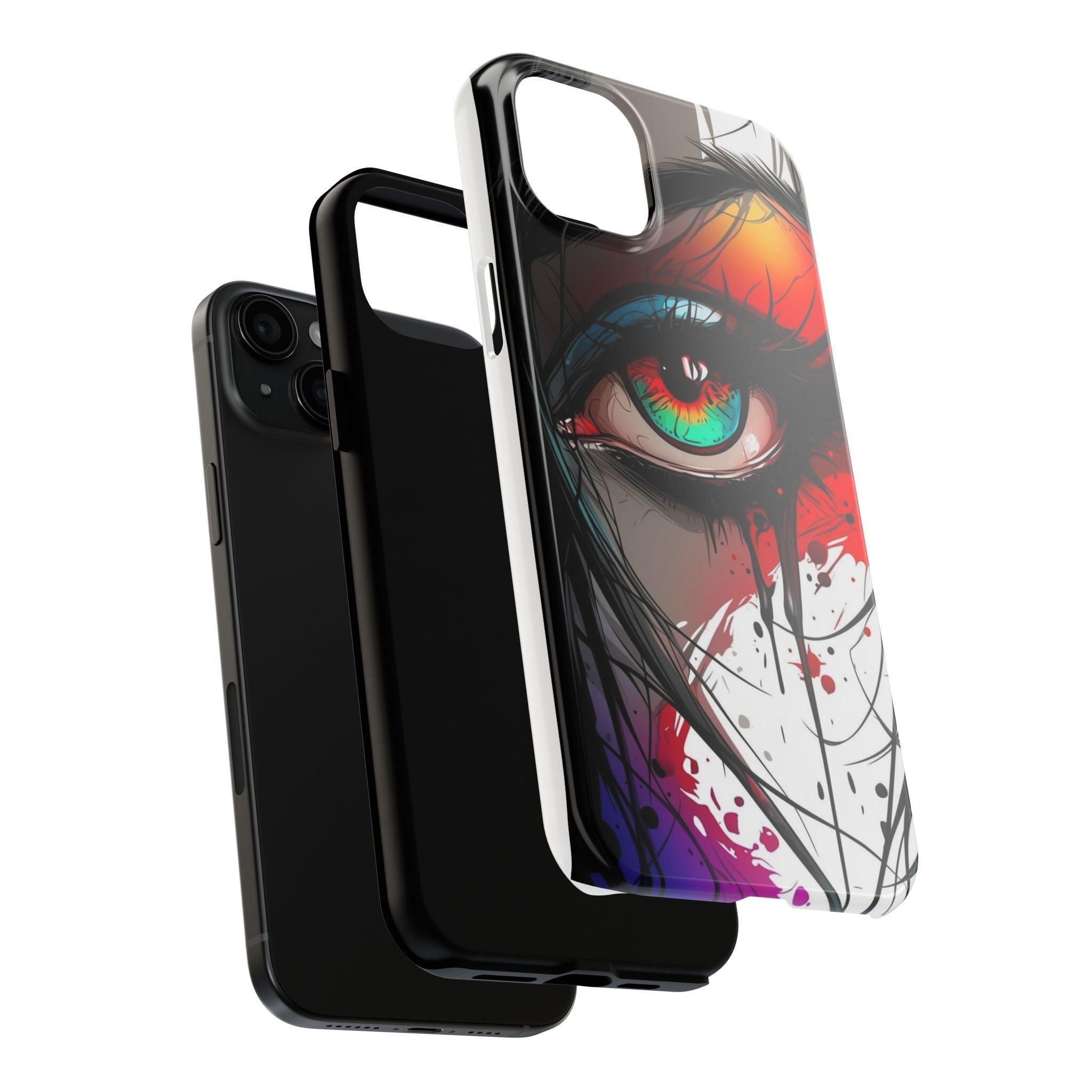 Girl Colorful Eye Painted Printed Tough Phone Case for iPhone & Samsung Galaxy - Artistic & Vibrant Design
