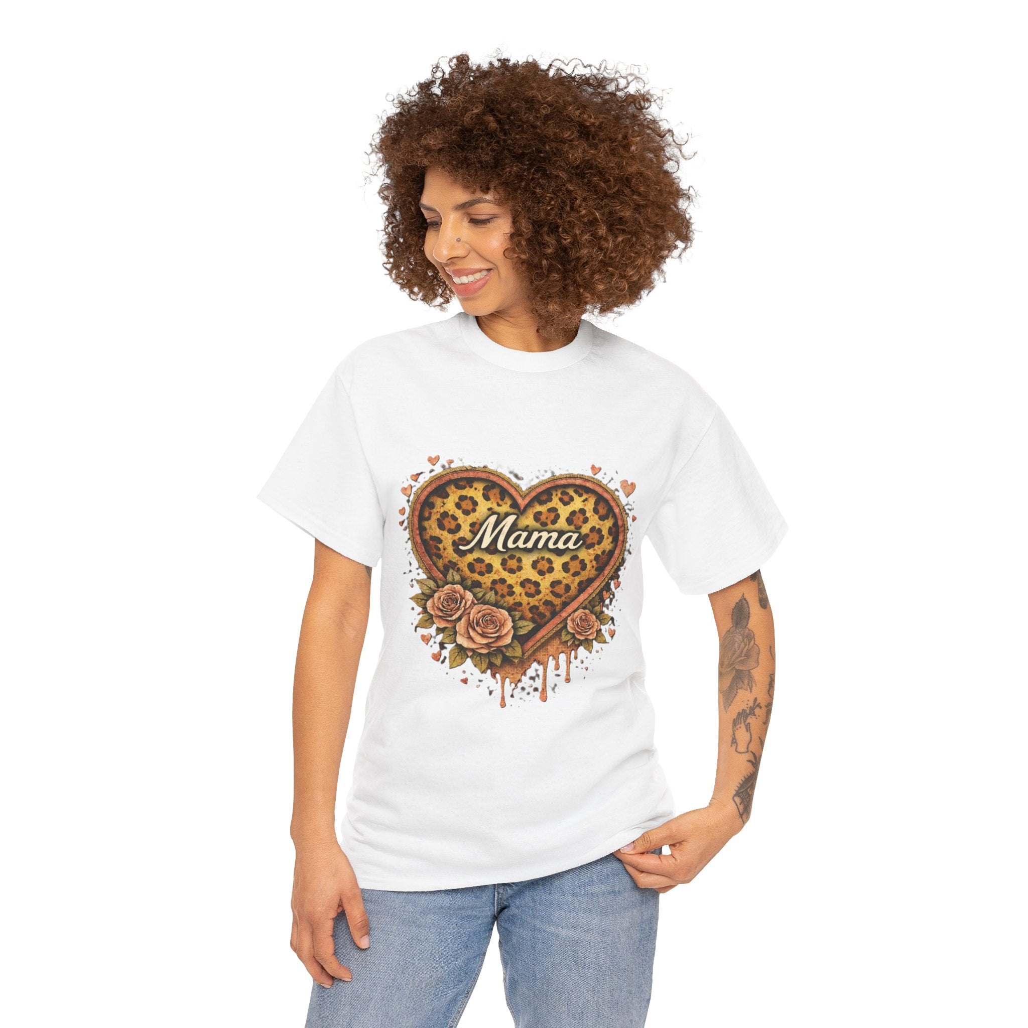 Mama Leopard Heart T-Shirt – Floral Tribal Mother's Day Tee