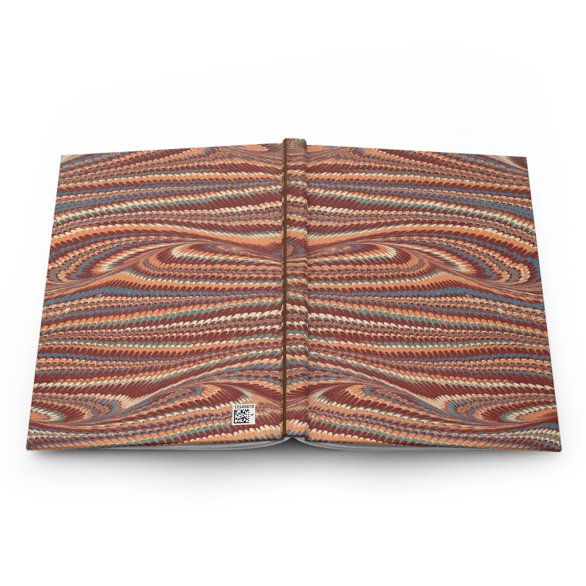 Vintage Italian Marble Hardcover Journal — Burgundy, Brown & Green Matte Notebook