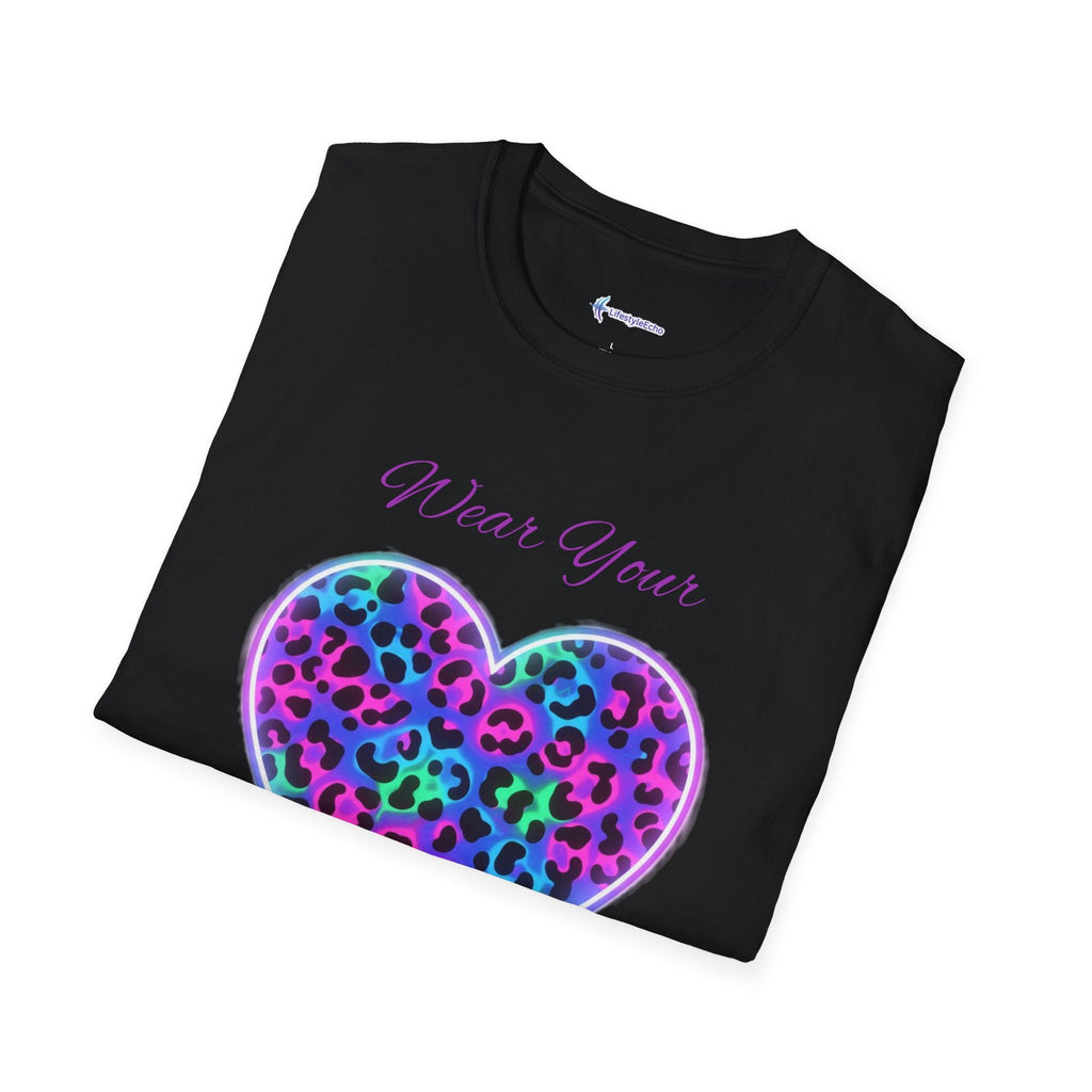 Heart Leopard Print T-Shirt - Wear Your Imagination - Colorful Animal Print Tee