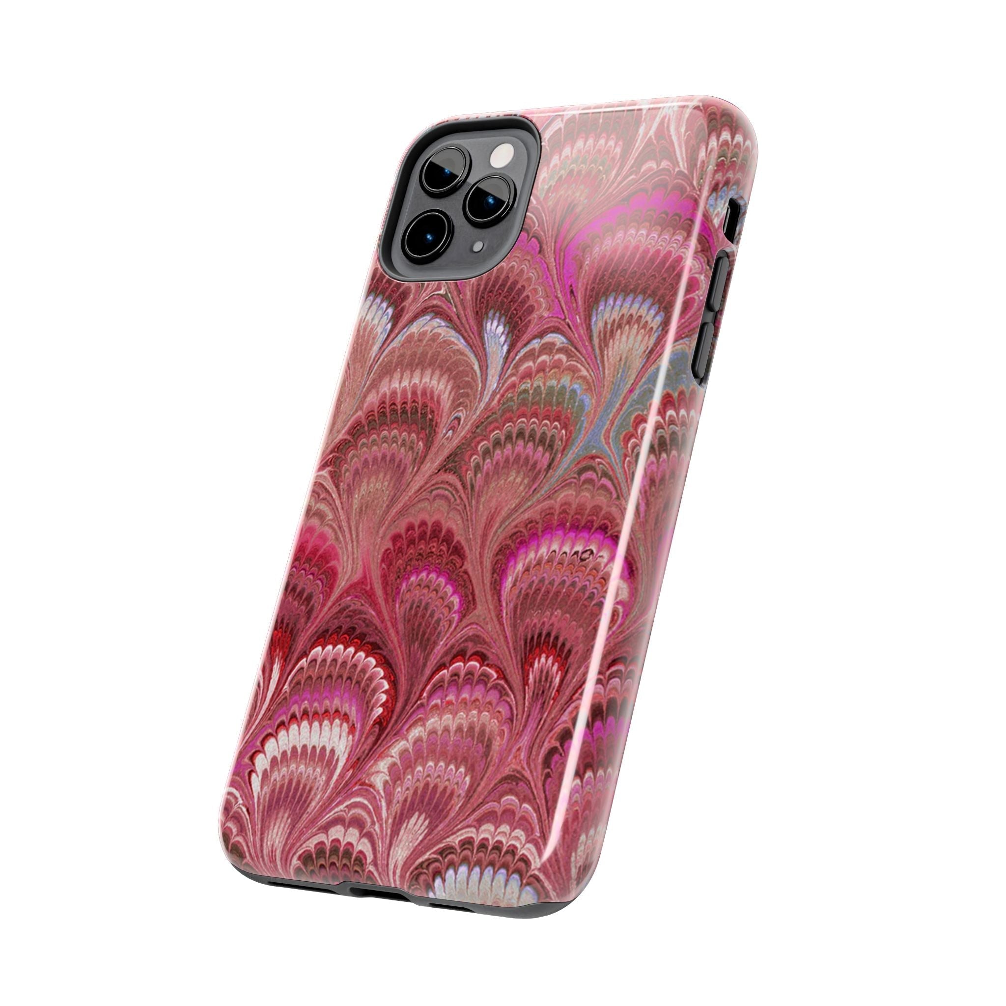 Pink Peacock Marble Italian Tough Phone Case — Durable Marbled Phone Case