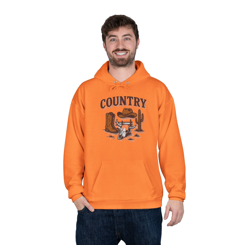 Country Western Hoodie — Cowboy Boots, Hat & Cactus Pullover