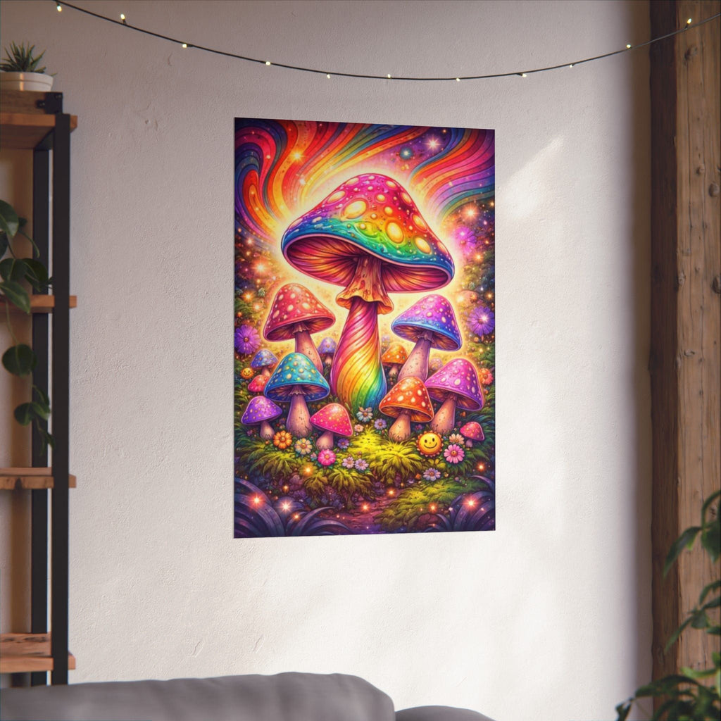 Psychedelic Rainbow Mushroom Poster