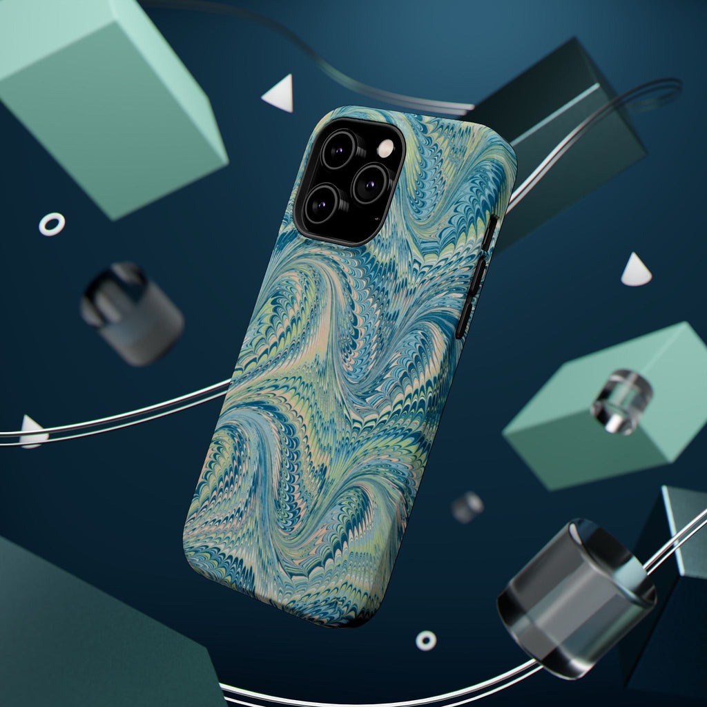 Aqua + Green Marble Phone Case - Impact-Resistant MAG SAFE - Dual Cover Design