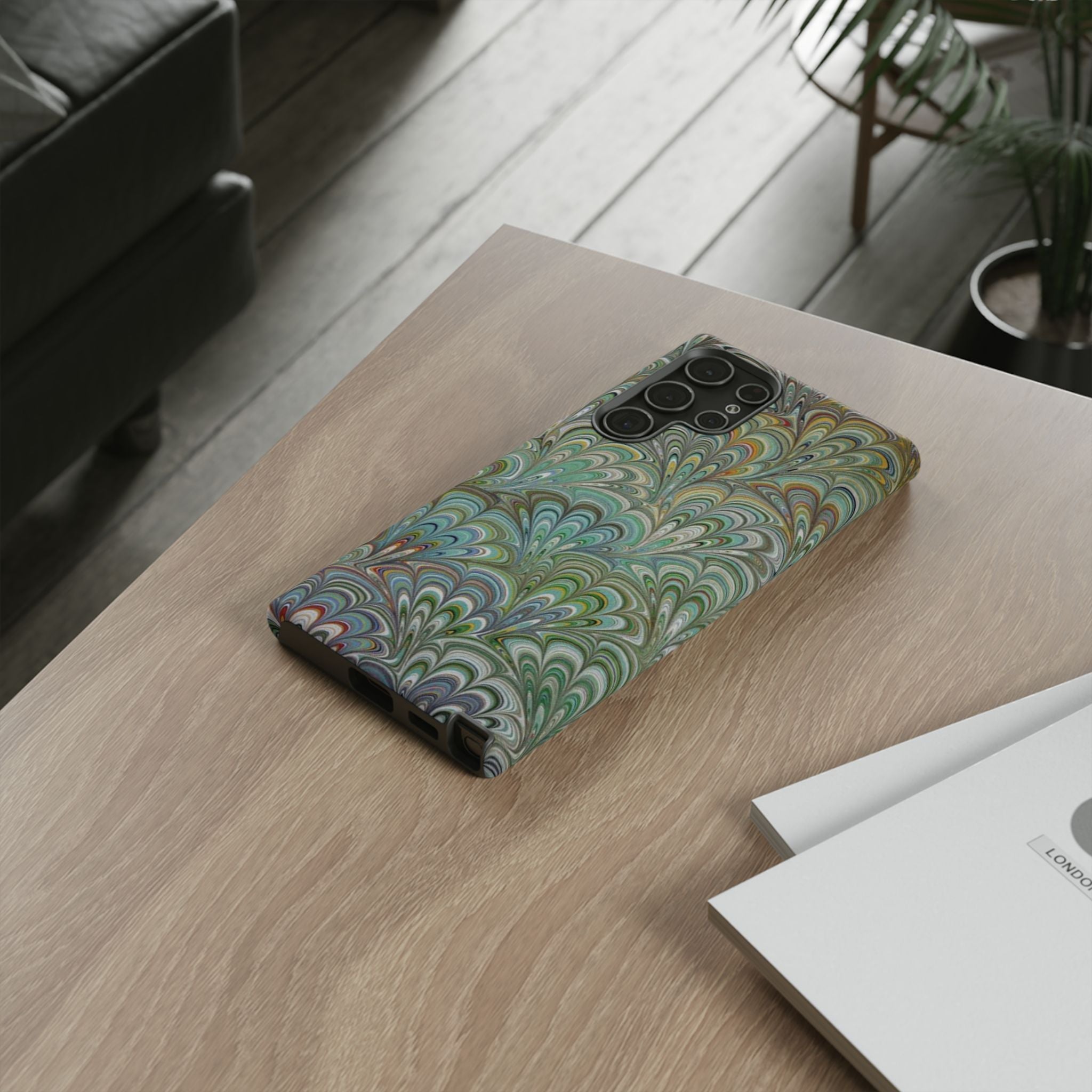 Green Peacock Marbled Phone Case — "Tough Cases" Ultra-Tough Protective Cover