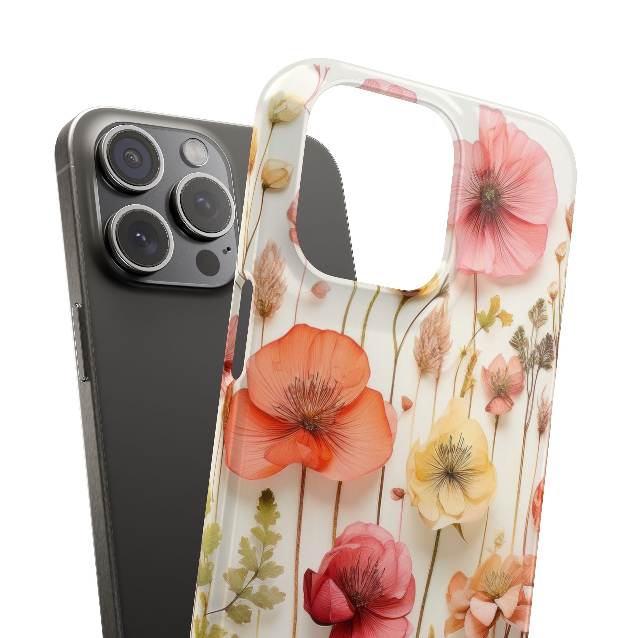 Pink Floral Pressed Flowers - Slim Case