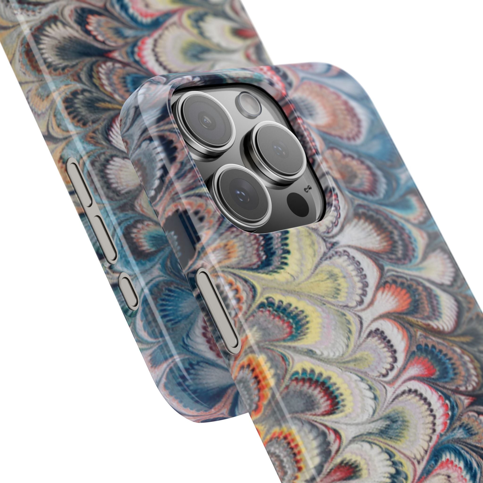 Multi-Colored Italian Feather Marbled Phone Case - Single Layer Slim Case