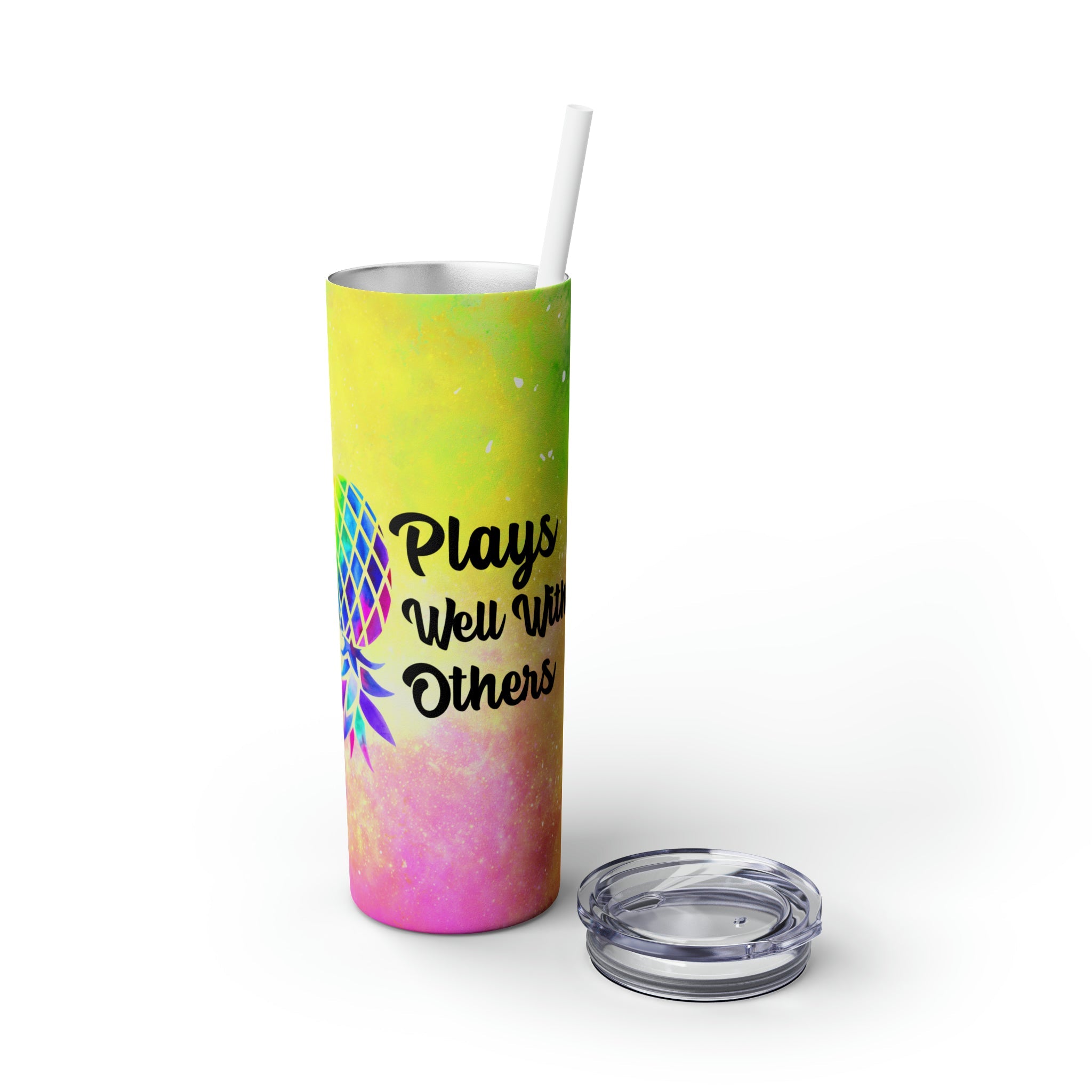 Plays Well With Others Skinny Tumbler with Straw, 20oz