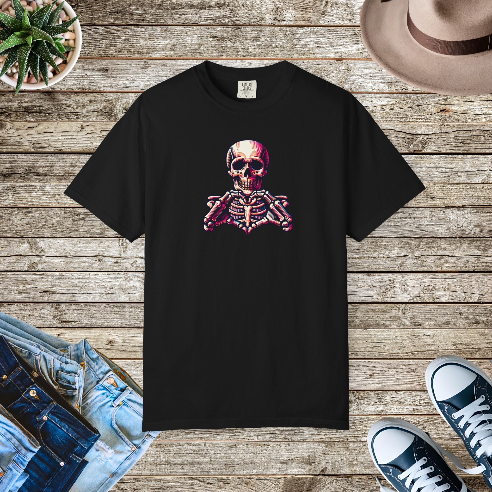 Skeleton With Heart Tee - Soft Cotton Garment-Dyed - DipaliZ