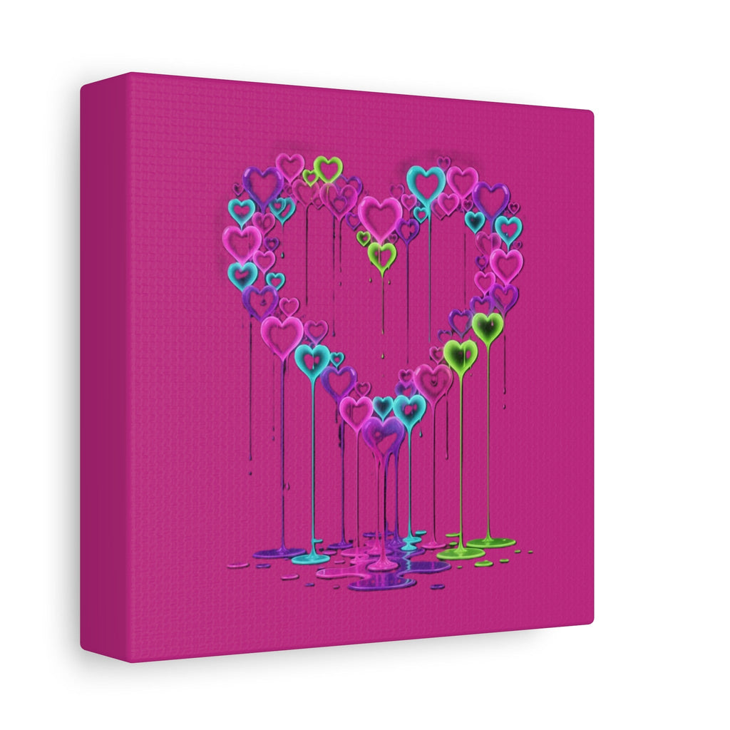 Dripping Neon Heart Canvas Art Valentines Decoration