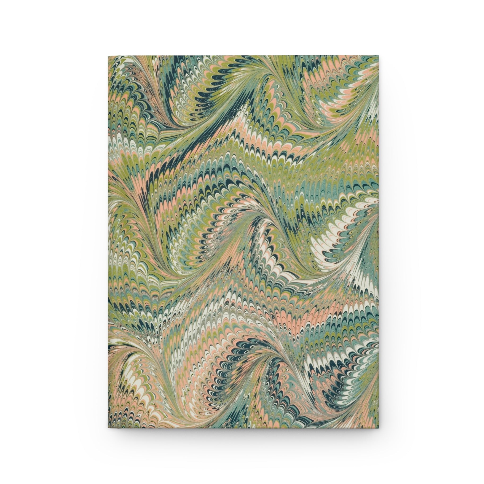 Green Italian Feather Swirled Marble Design on Hardcover Journal Matte