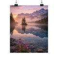 Matte Vertical Poster — Serene Mountain Lake Sunset Landscape