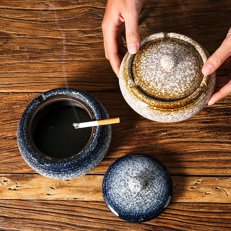 Japanese Retro Commercial Restaurant Ashtray Large KTV Hotel Decoration Homestay Hotel Hotel Smoke Cup With Lid