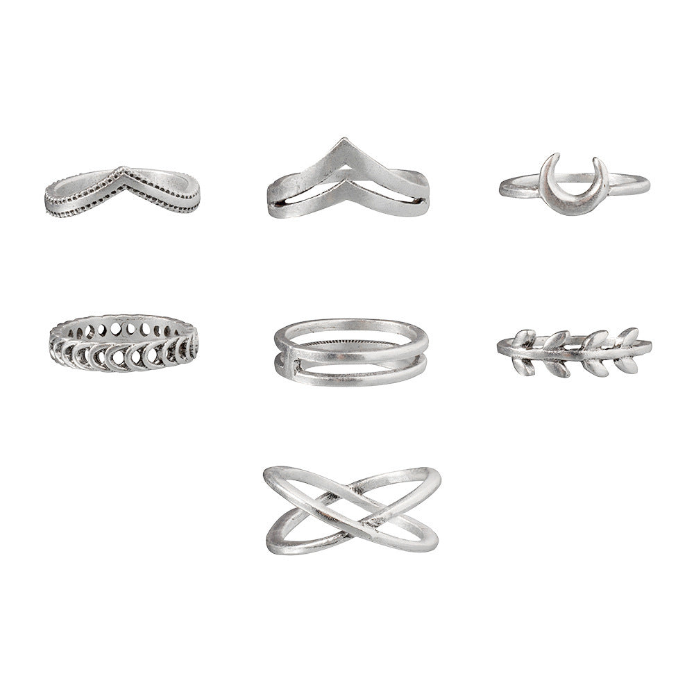 Personalized Moon Cross Simple Ring
