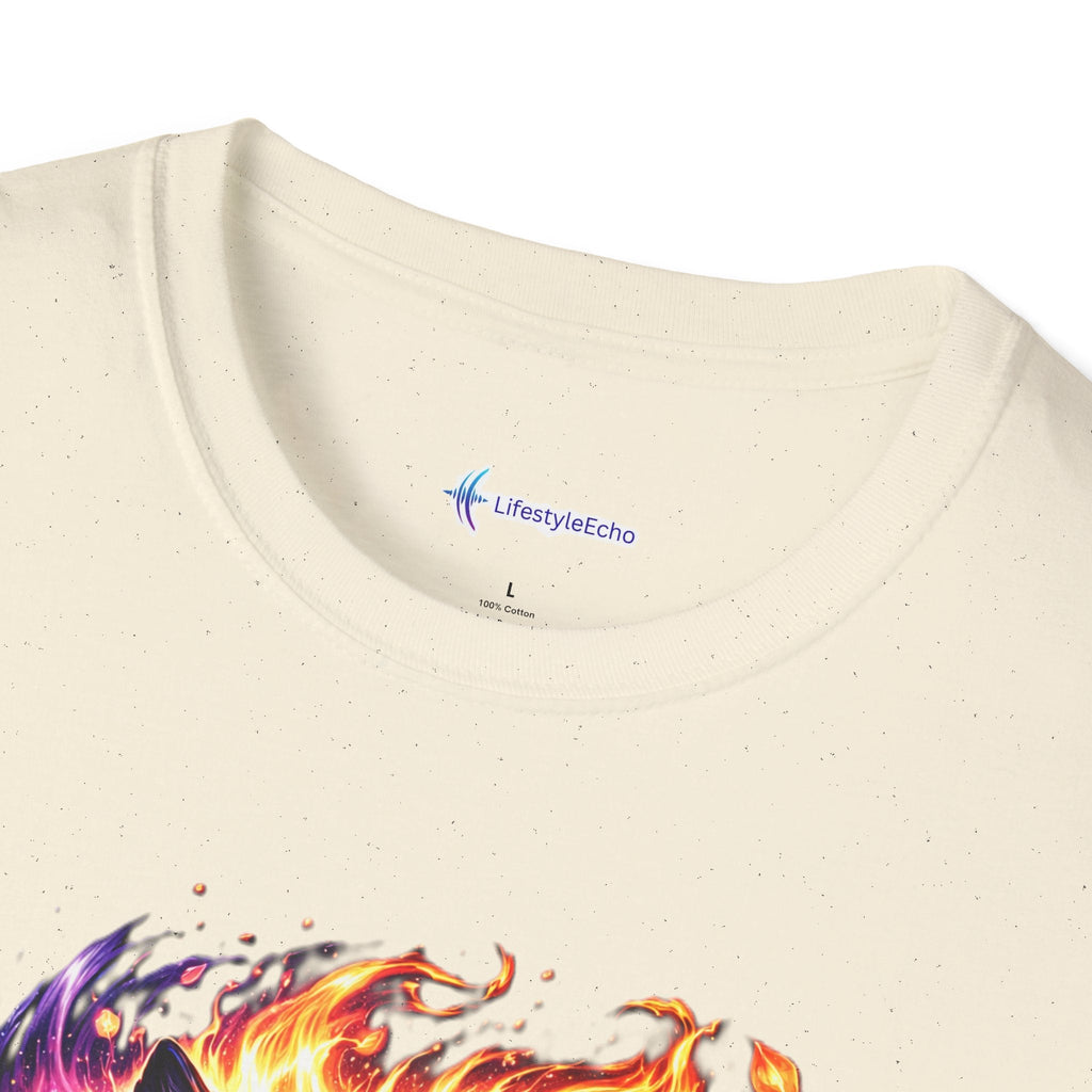 Cosmic Fire Wolf T-Shirt — Vibrant Mystic Wolf Graphic Tee