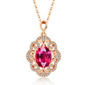 Silver Plated Rose Gold Pigeon Blood Red Necklace