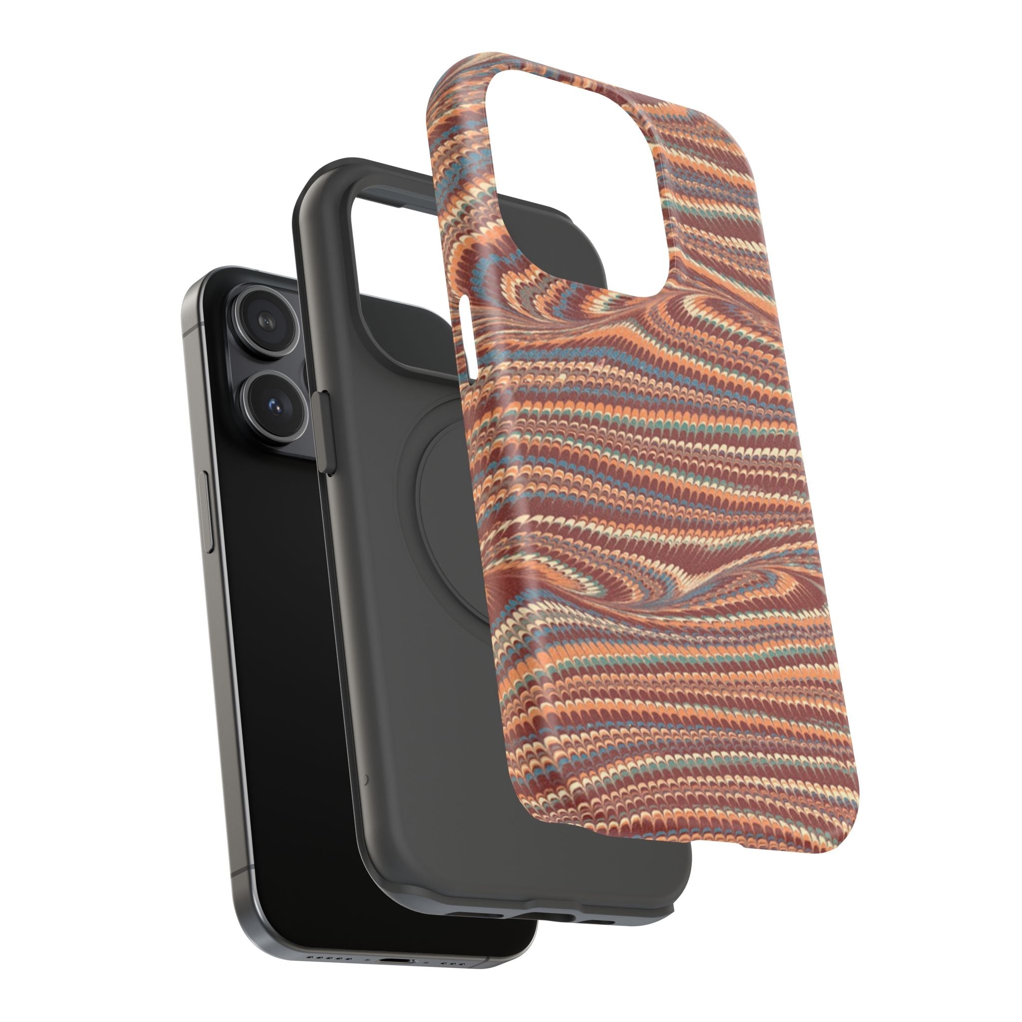 Neutrals Burgundy, Beige, Rust Hues Italian Vintage Marble Design Phone Case for Apple + Samsung