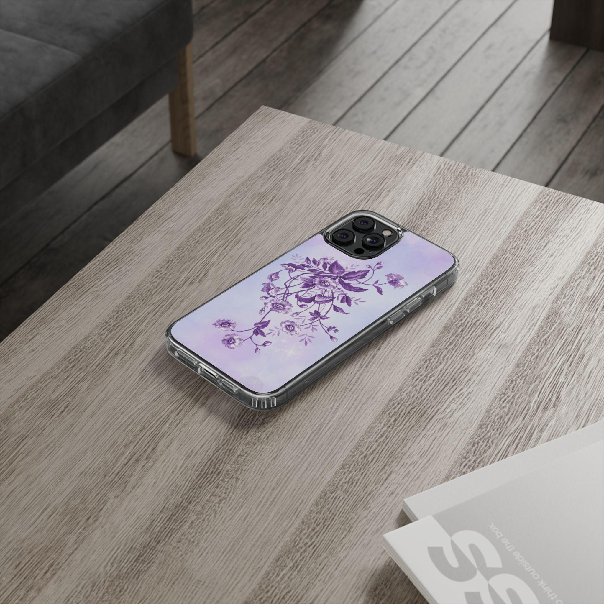 Floral design In Purple Clear Cases