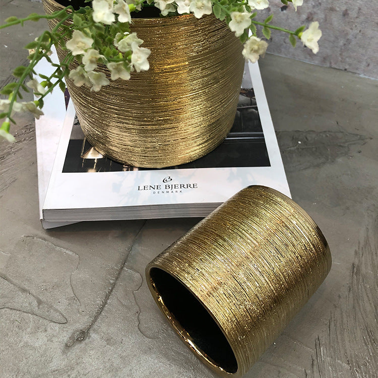 Nordic Sample Tube Ceramic Ceramic Flower Pot Light Luxury Ceramic Brushed Decoration Room Straight Color Vase
