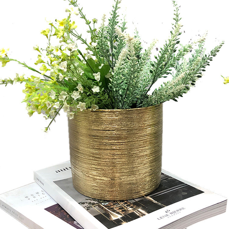 Nordic Sample Tube Ceramic Ceramic Flower Pot Light Luxury Ceramic Brushed Decoration Room Straight Color Vase