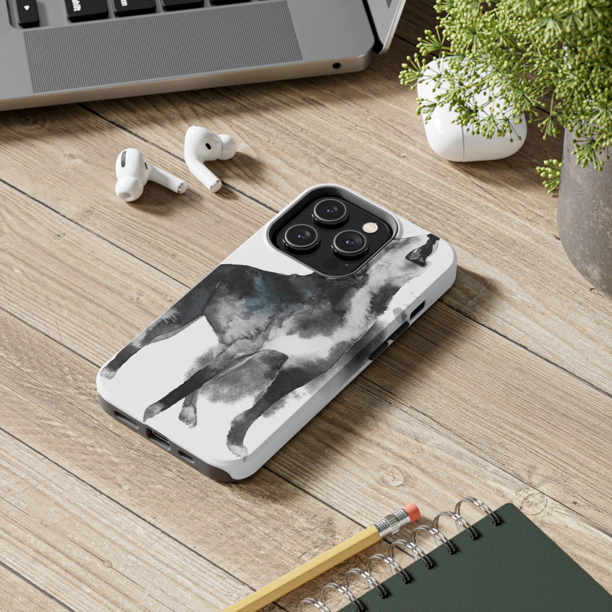 Black and White Dog Printed Tough Phone Cases