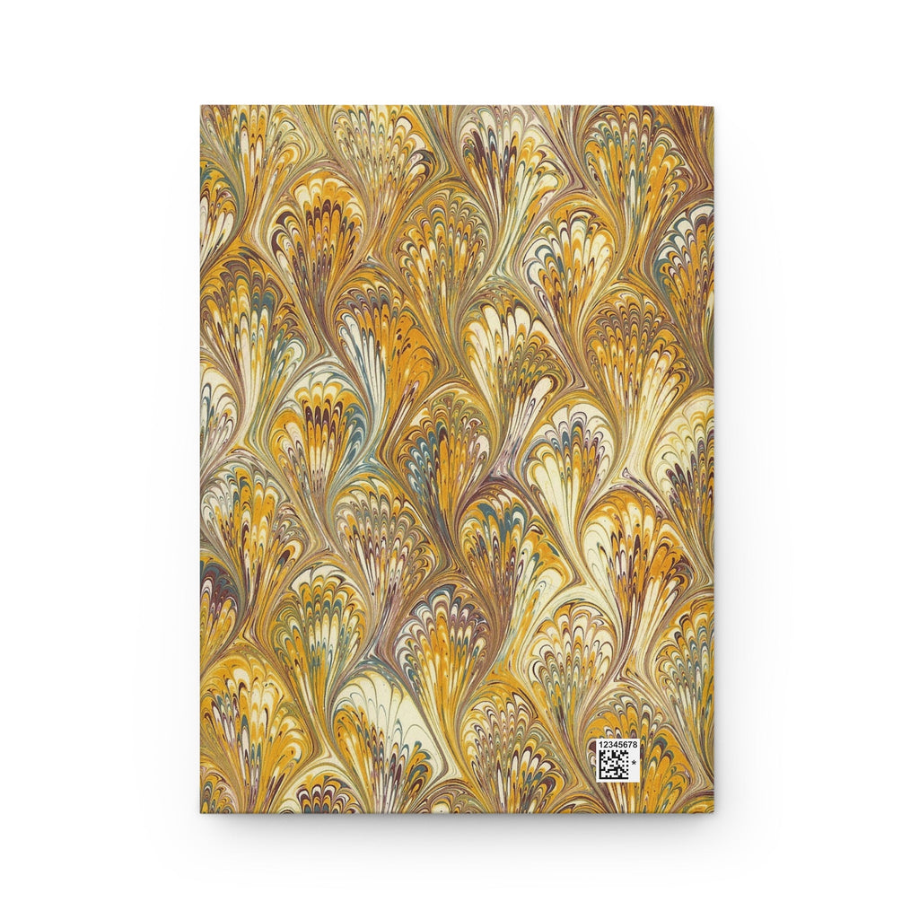 Golden Yellow Hand-Painted Italian Feather Marble Design on Hardcover Journal Matte