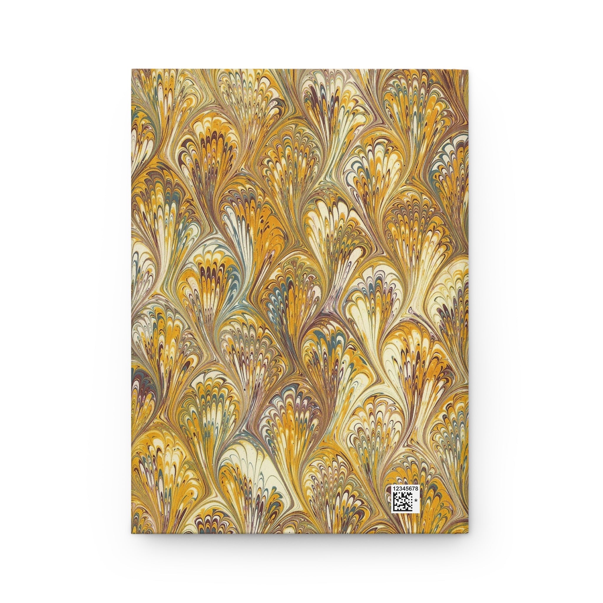 Golden Yellow Hand-Painted Italian Feather Marble Design on Hardcover Journal Matte