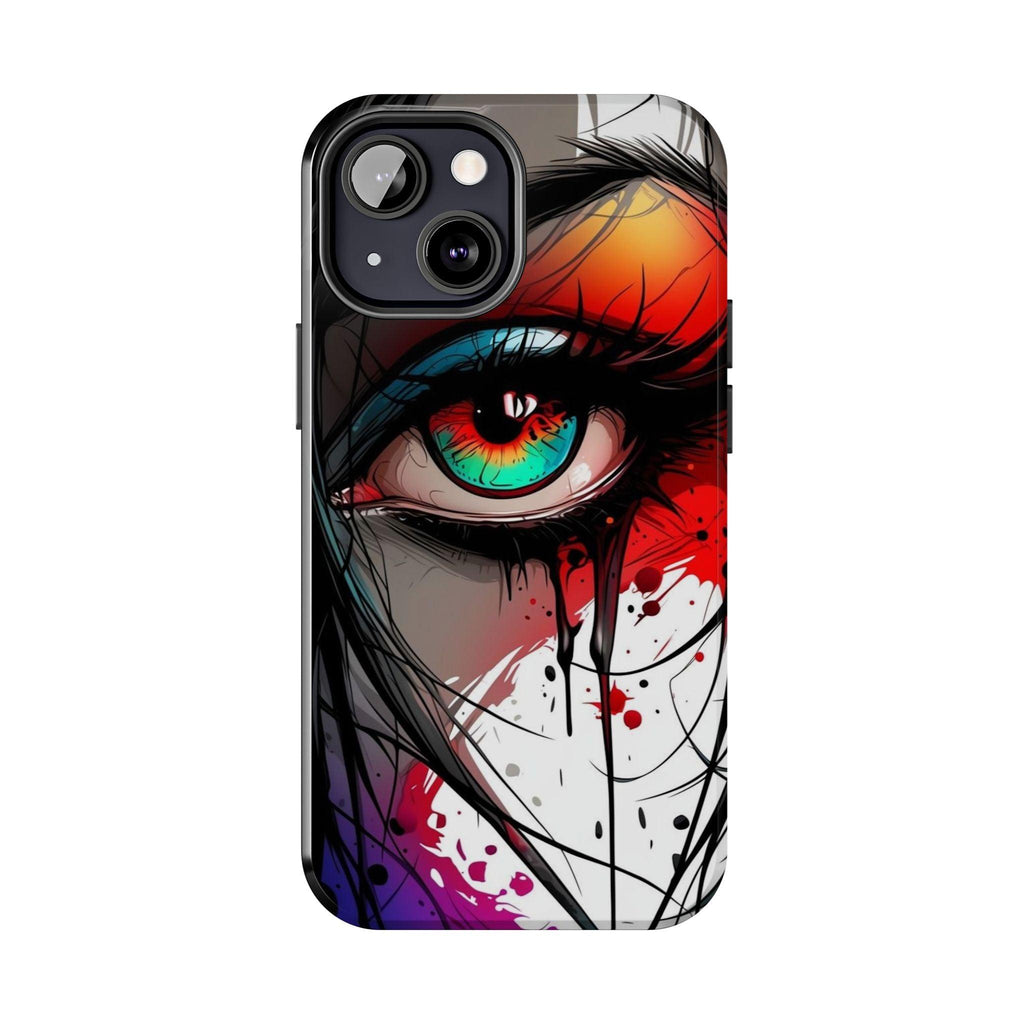 Girl Colorful Eye Painted Printed Tough Phone Case for iPhone & Samsung Galaxy - Artistic & Vibrant Design