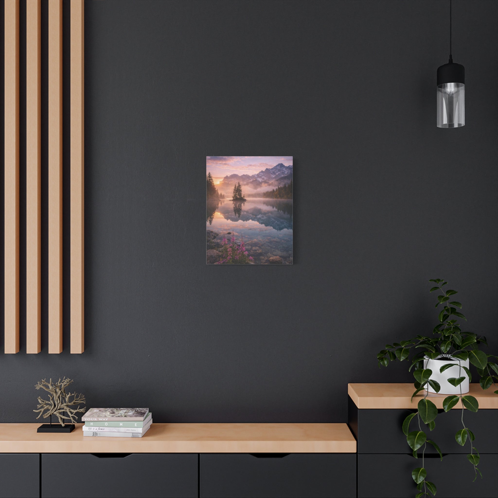 Sunrise Mountain Lake Matte Canvas Print