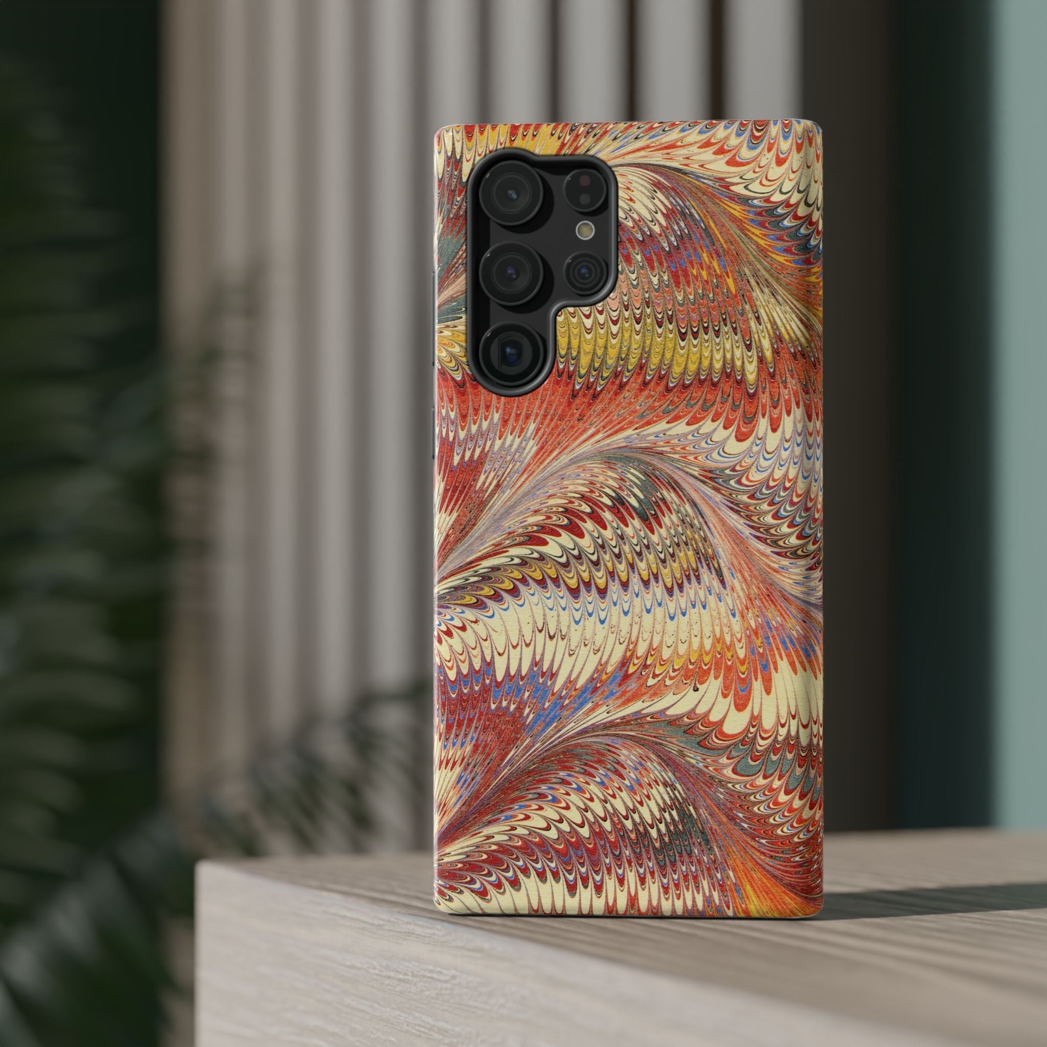 Rust and Gold Italian Vintage Marble Design Durable Phone Case for Apple + Samsung