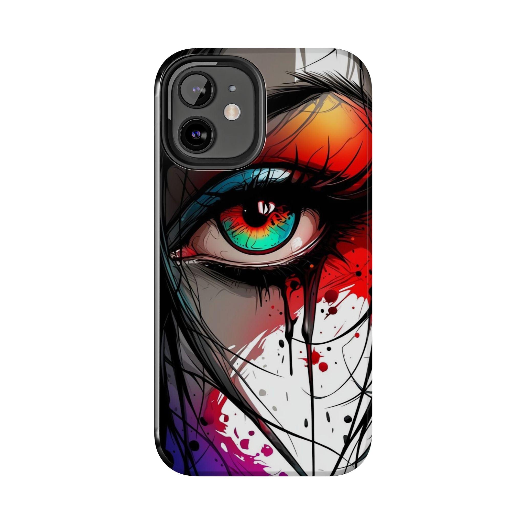 Girl Colorful Eye Painted Printed Tough Phone Case for iPhone & Samsung Galaxy - Artistic & Vibrant Design