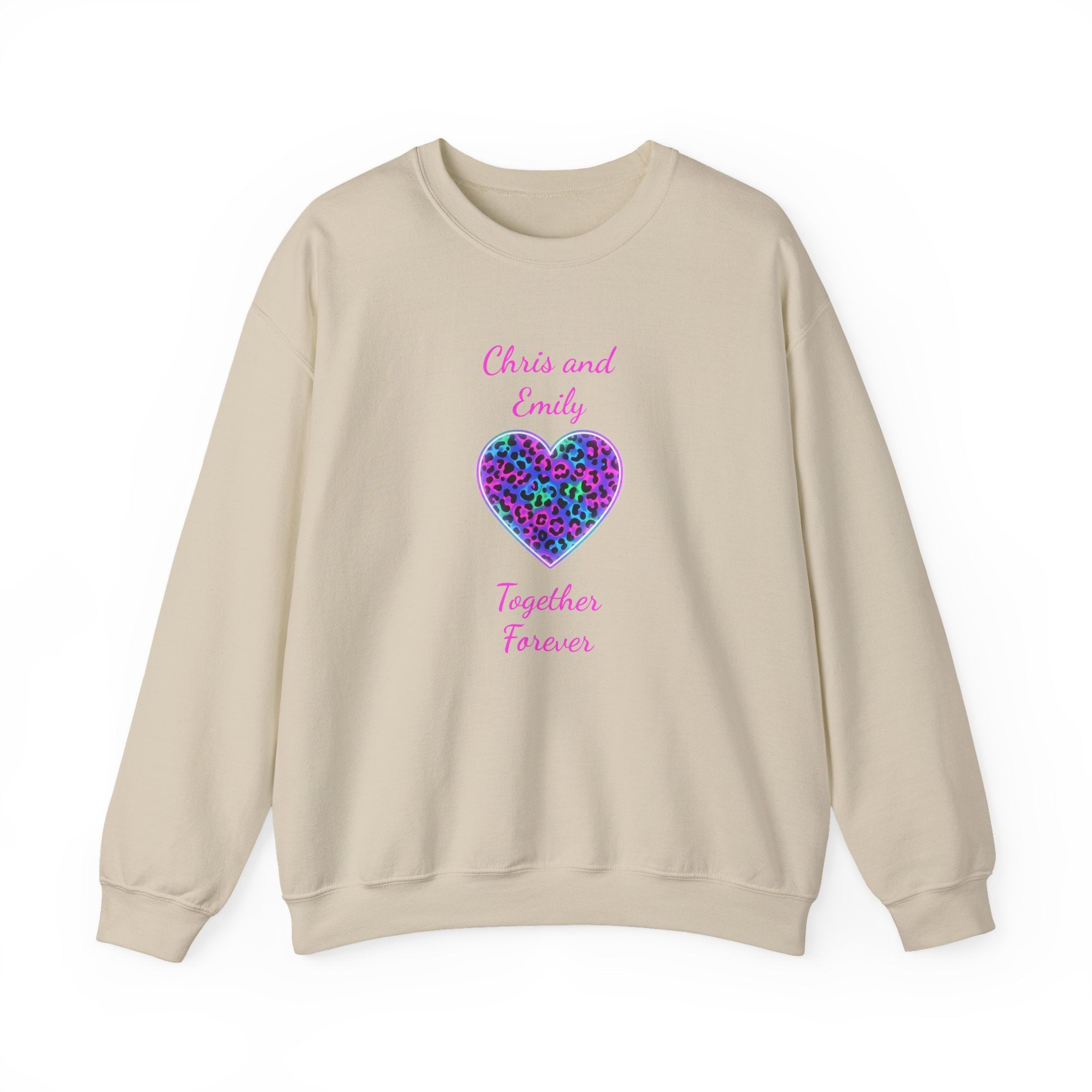 Personalized Heart Crewneck Sweatshirt - Customizable Couple Pullover