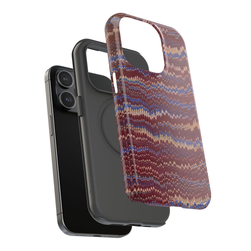 Burgundy and Blue Hues Italian Vintage Marble Design Phone Case for Apple + Samsung