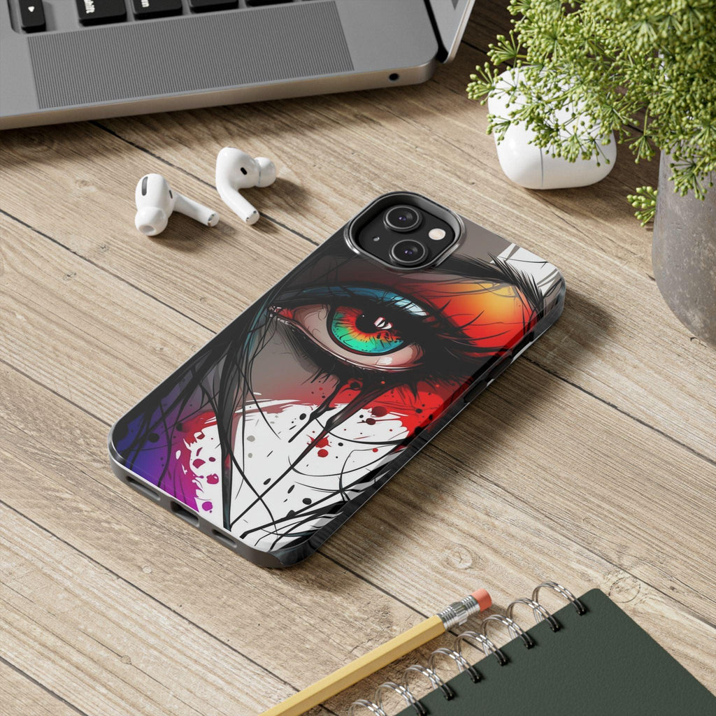 Girl Colorful Eye Painted Printed Tough Phone Case for iPhone & Samsung Galaxy - Artistic & Vibrant Design