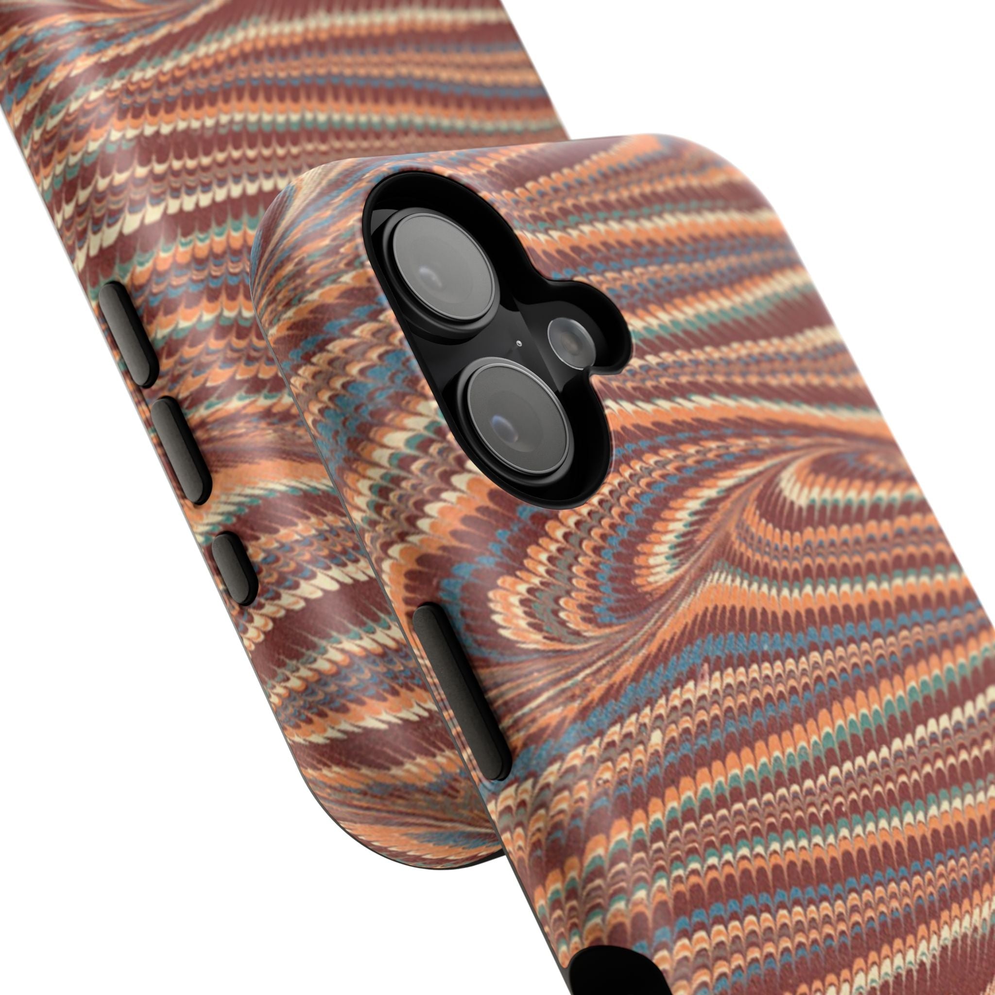 Neutrals Burgundy, Beige, Rust Hues Italian Vintage Marble Design Phone Case for Apple + Samsung