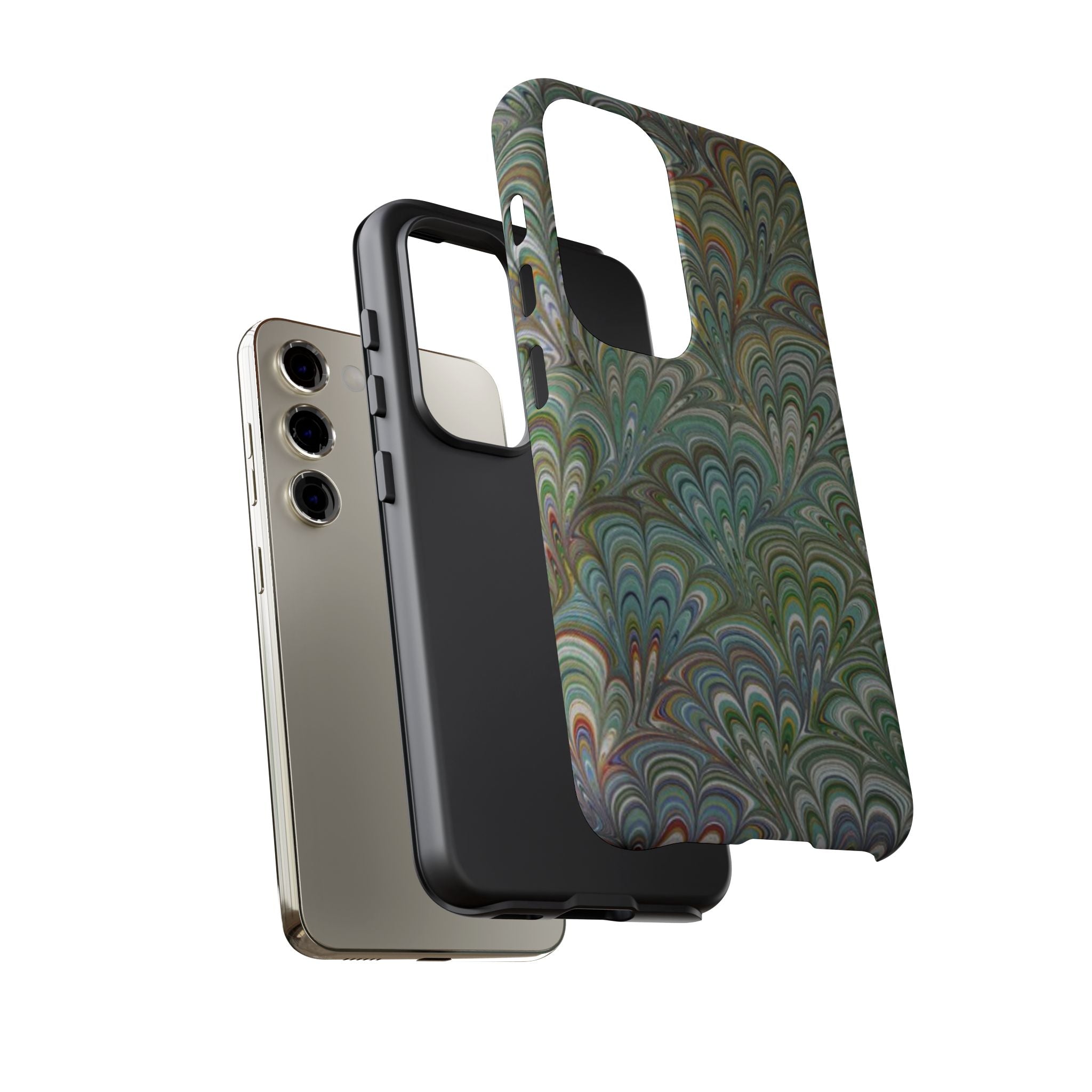 Green Peacock Marbled Phone Case — "Tough Cases" Ultra-Tough Protective Cover