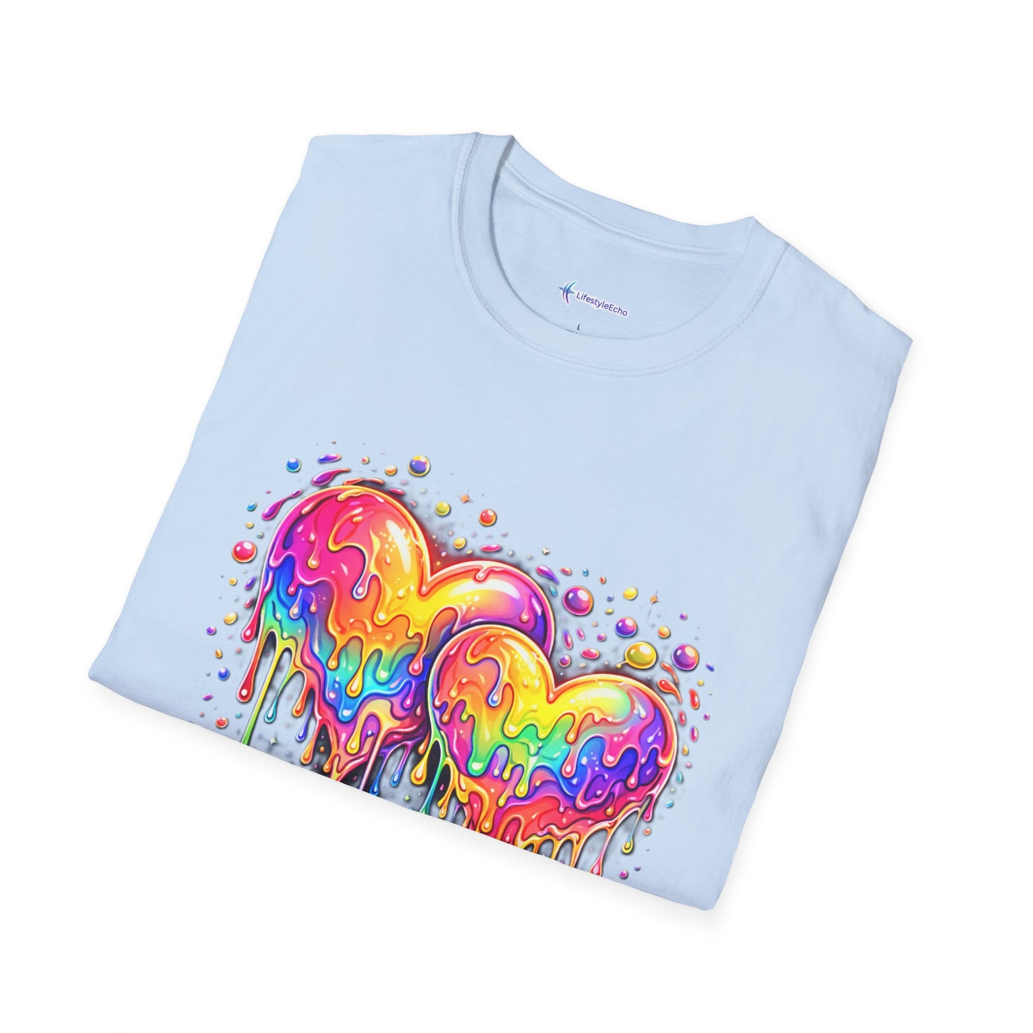 Melting Hearts Tee - Vibrant Double Heart Graphic T-Shirt