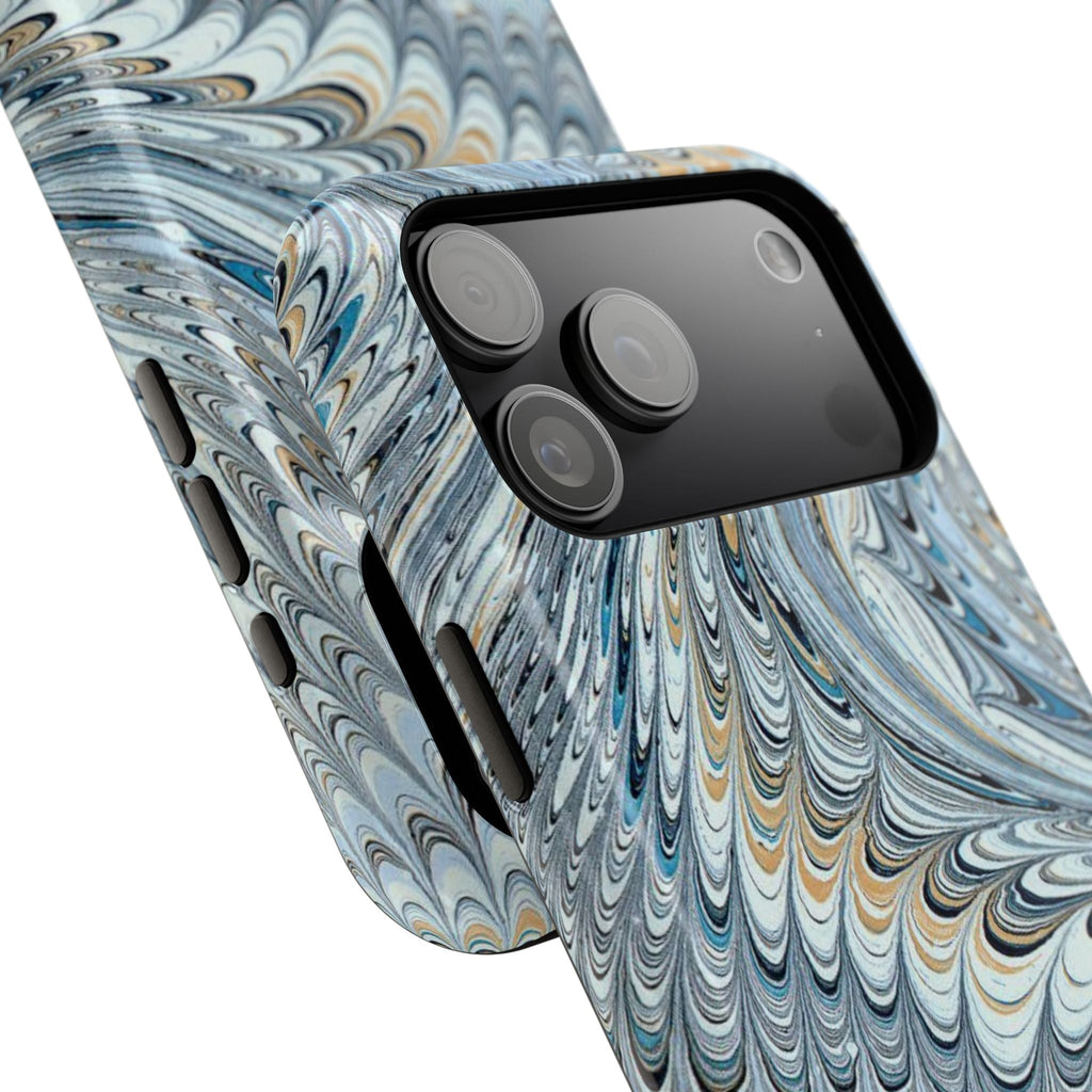 Light Blue Marbled Swirl Phone Dual Layer Case for Apple + Samsung