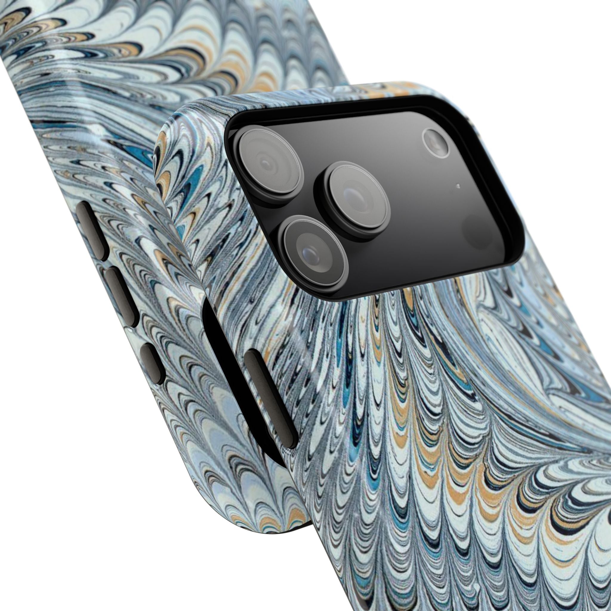 Light Blue Marbled Swirl Phone Dual Layer Case for Apple + Samsung
