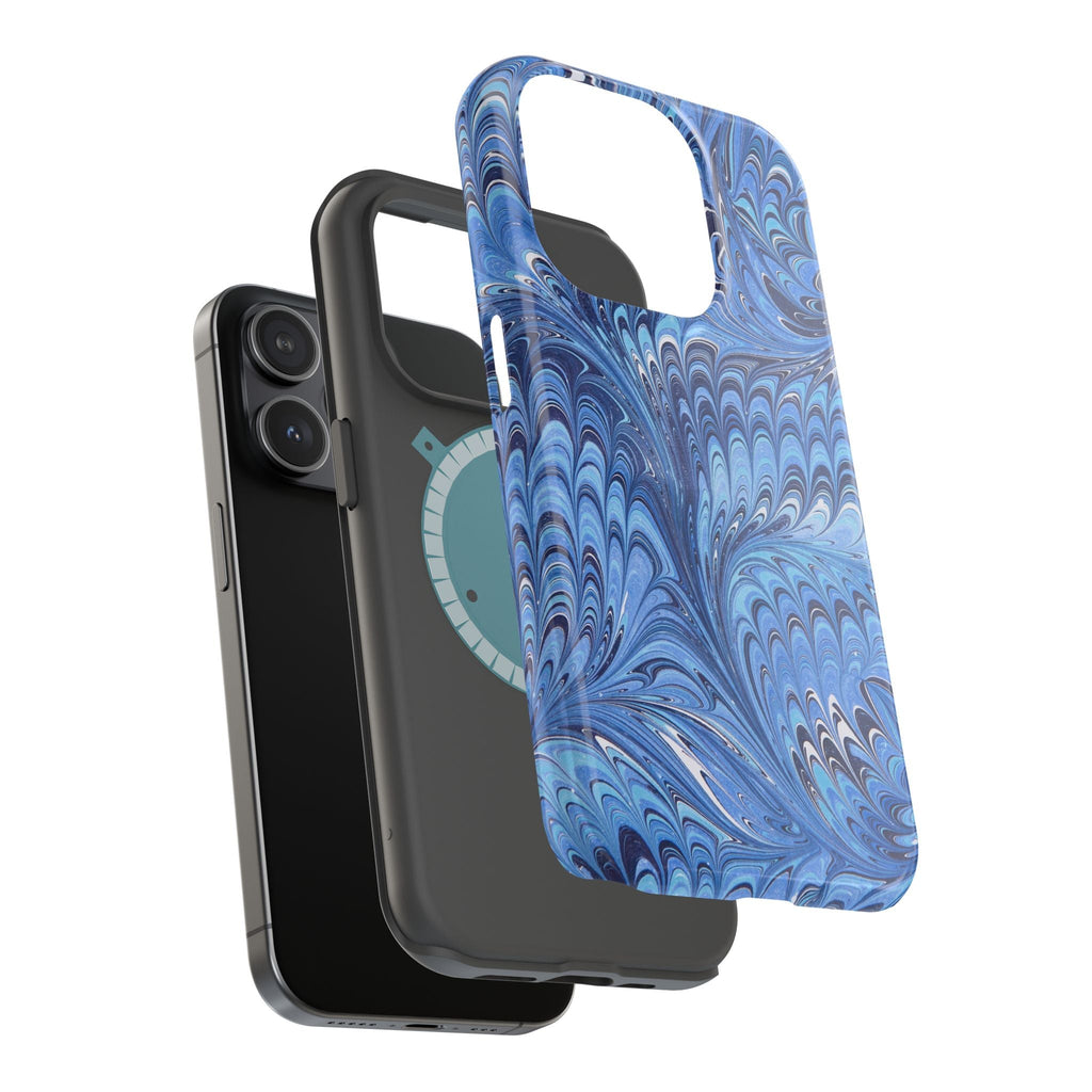 Deep Blue Marbled Swirl Magnetic MAG SAFE Phone Case - Dual Layer