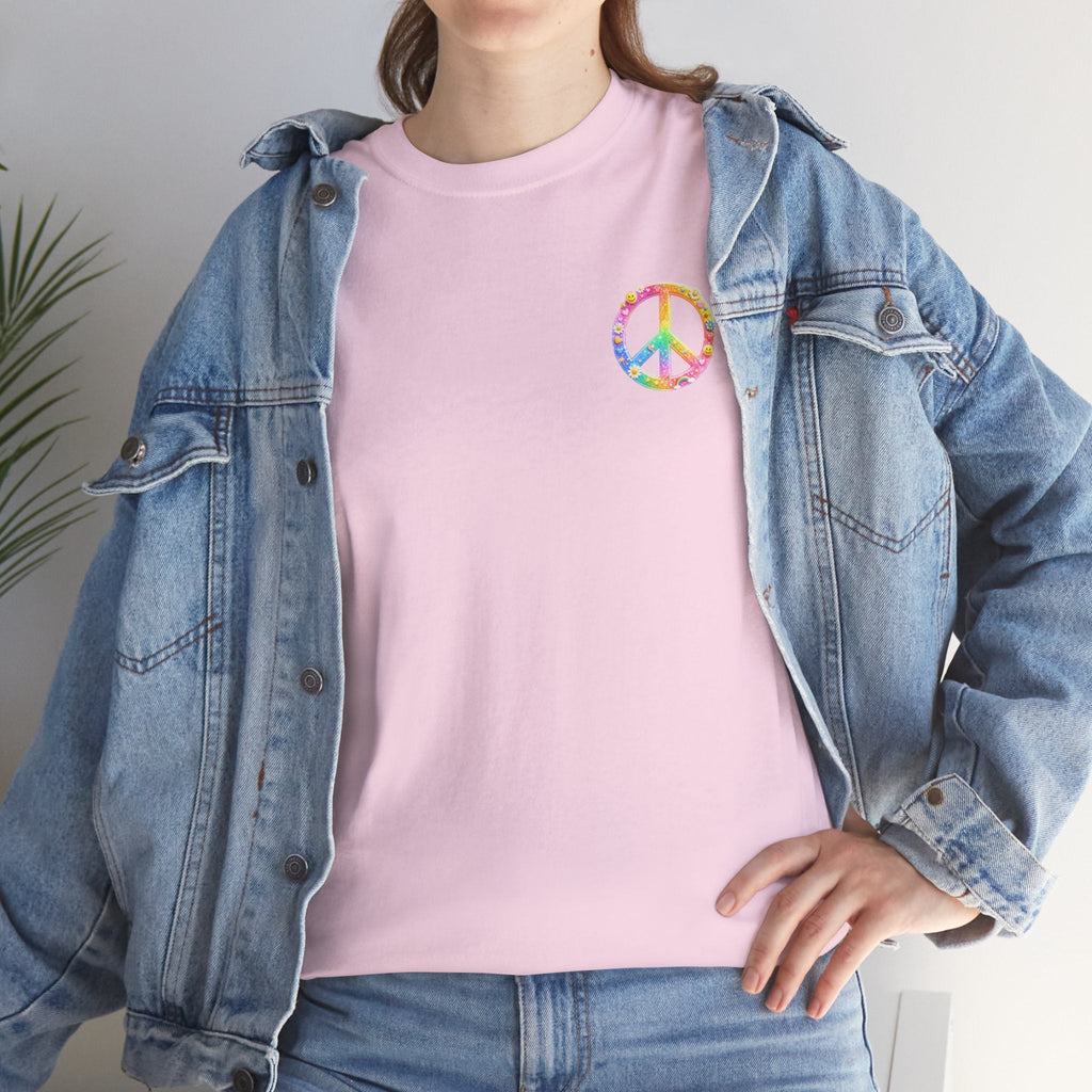 Peace Sign T-Shirt — Rainbow Smiley Hippie Tee