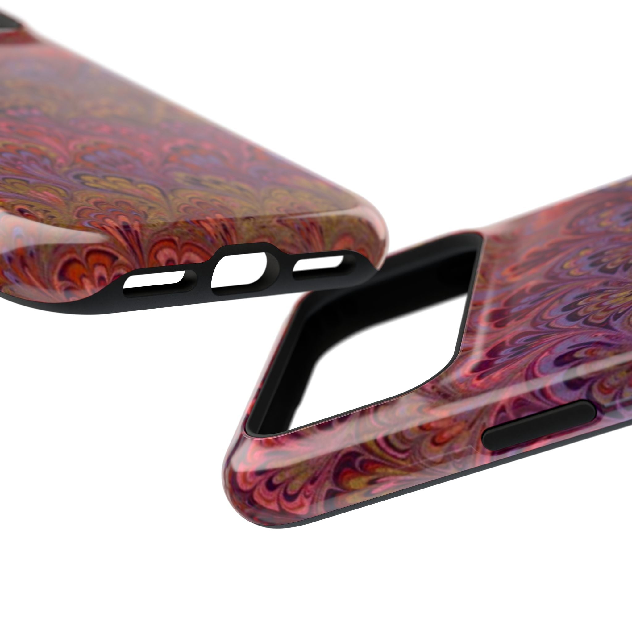 Red, Burgundy, Lavender Italian Peacock Feather Design Phone Case