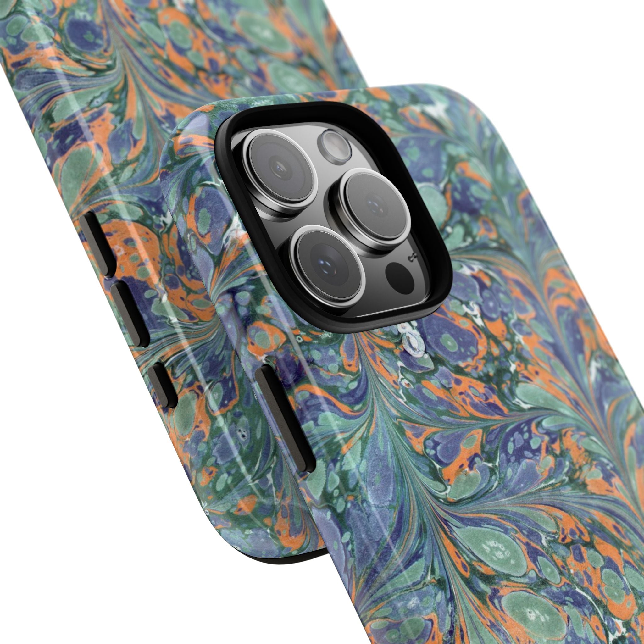 Green, Lavender + Orange Vintage Italian Marble Design - Dual Layer Phone Cases